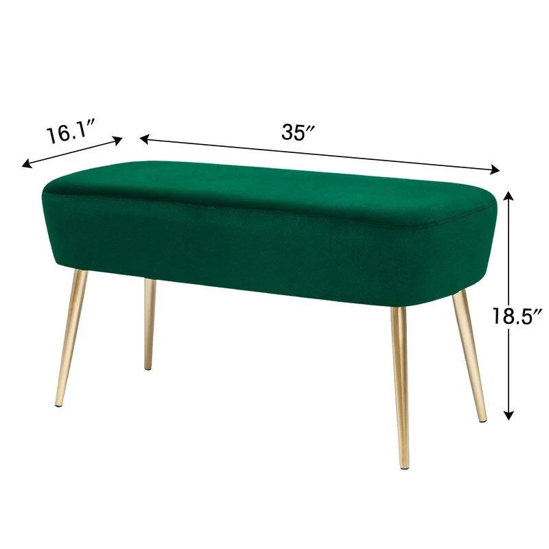 Adeco Velvet Footrest Bench with Metal Legs - Stylish Bed End Stool and Dressing Chair - image 12
