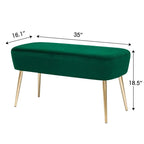 Adeco Velvet Footrest Bench with Metal Legs - Stylish Bed End Stool and Dressing Chair - image 12