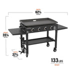 Blackstone 36 Inch Gas Griddle Cooking Station 4 Burner Flat Top Gas Grill Propane Fuelled Restaurant Grade Professional 36” Outdoor Griddle Station with Side Shelf (1554) - image 4