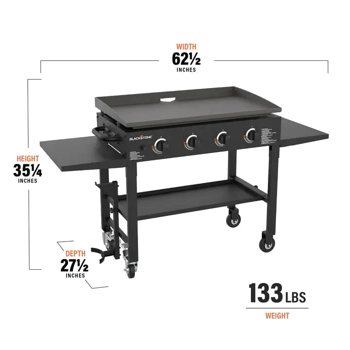 Blackstone 36 Inch Gas Griddle Cooking Station 4 Burner Flat Top Gas Grill Propane Fuelled Restaurant Grade Professional 36” Outdoor Griddle Station with Side Shelf (1554) - image 4