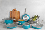 Gotham Steel Nonstick Pots and Pans 20 Piece Kitchen Ceramic Cookware Set Bakeware Cooking Frying Skillet Sauce Pan Aqua Blue - image 10