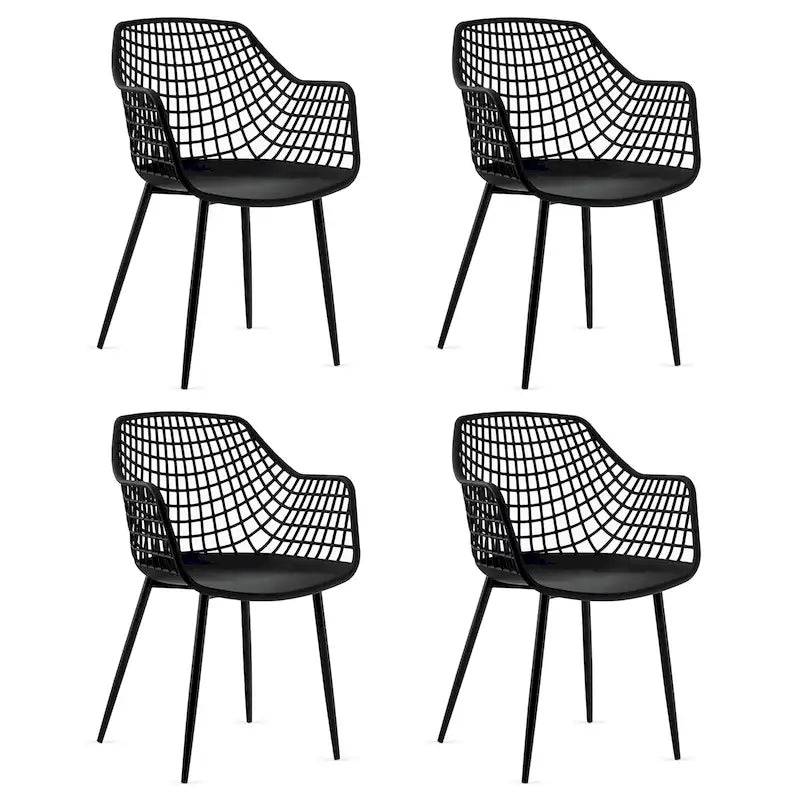 Set of 4 Modern Plastic Shell Dining Chairs with Metal Legs by Costway - image 2