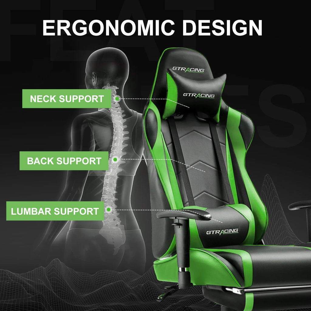 GTRACING Gaming Chair, Ergonomic Office Desk Chair with Lumbar Support, PU Leather, Footrest & Adjustable Headrest, Red - image 28