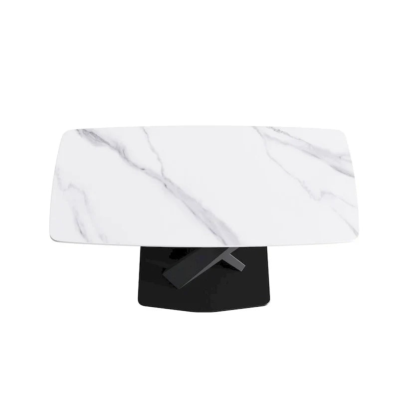 63-Inch Contemporary Dining Table with Slate Stone Surface and Metal Legs, Marble Finish - image 30