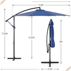 9.8FT Offset Patio Umbrella Hanging Cantilever Umbrella Outdoor Sun Shade with Easy Tilt Adjustment, 8 Ribs, UV Protection for Backyard, Lawn, Garden and Pool, Blue - image 25