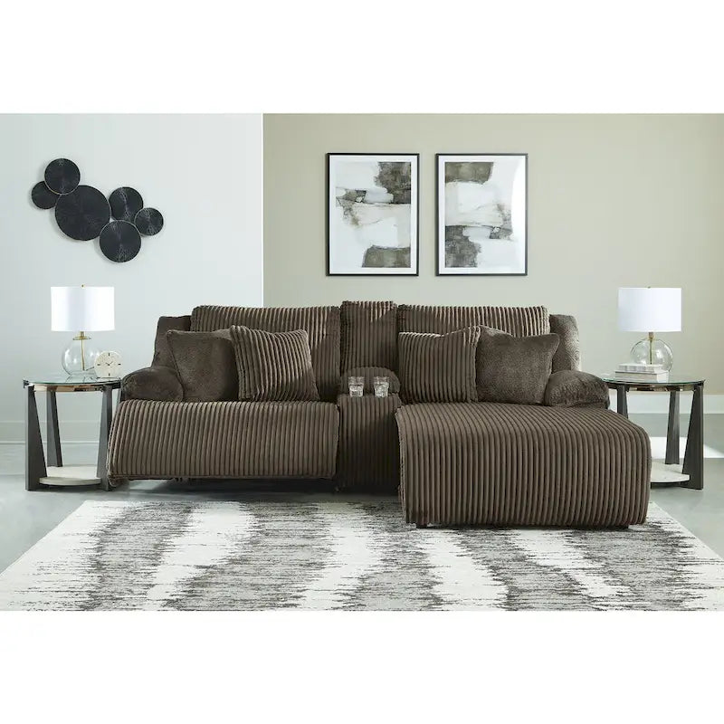 Signature Design by Ashley Top Tier 3-Piece Reclining Sectional Sofa with Chaise - Dimensions: 105W x 74D x 41H - image 5