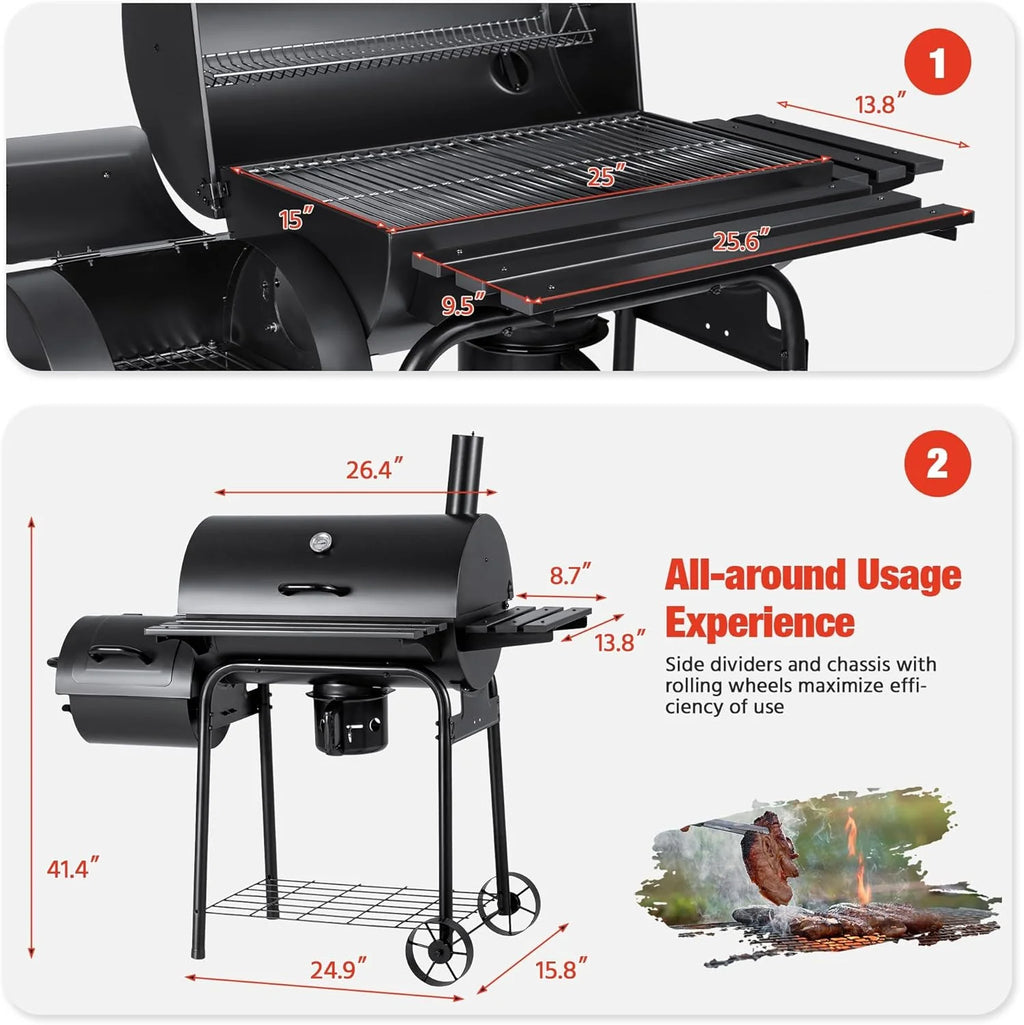 Devoko Charcoal Grill, Outdoor BBQ Grill with Offset Smoker and Side Table for Garden and Parties - image 7
