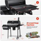 Devoko Charcoal Grill, Outdoor BBQ Grill with Offset Smoker and Side Table for Garden and Parties - image 7