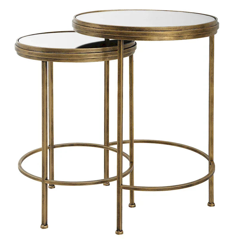 David Frisch Set of 2 Iron and Glass Nesting Tables by Porch & Den - image 3