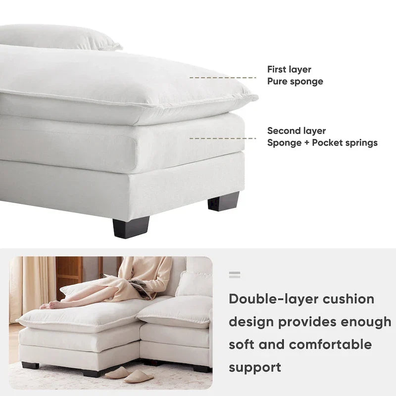123*55 Contemporary U-Shaped Sofa with Console, Cup Holders, USB Ports, Upholstered Sleeper Couch Set with Chaise - image 18