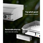 Devanti 73cm Commercial Electric Griddle BBQ Grill Plate 4400W Silver - image 7