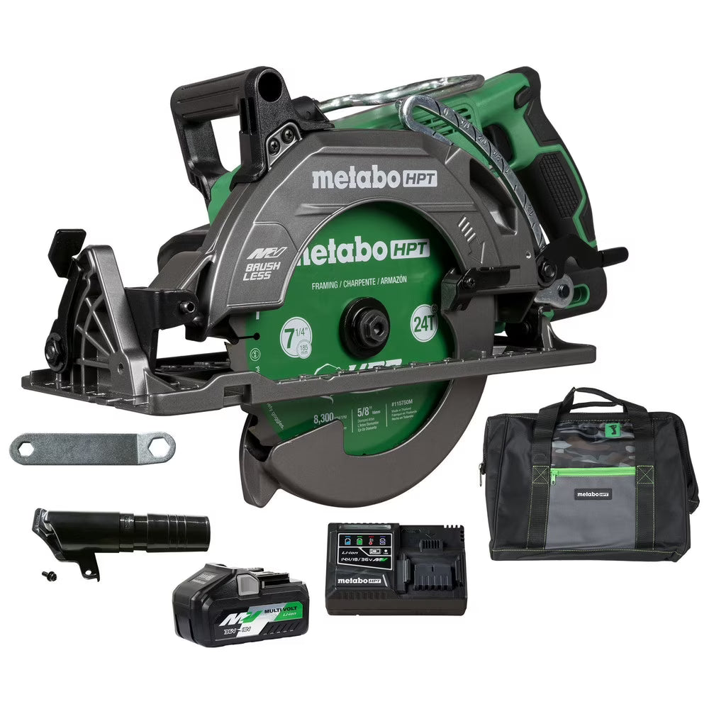 Metabo HPT 36V MultiVolt 7-1/4 Inch Rear Handle Circular Saw, Lightweight Design, Up to 500 2x4 Cuts Per Charge, 53- Adjustable Bevel Capacity - image 1
