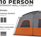 CORE Straight Wall Cabin Tents / 10 Person / 11 Person / 12 Person Large Multi Room Family Tents for Car Camping & Outdoor Adventures - image 14