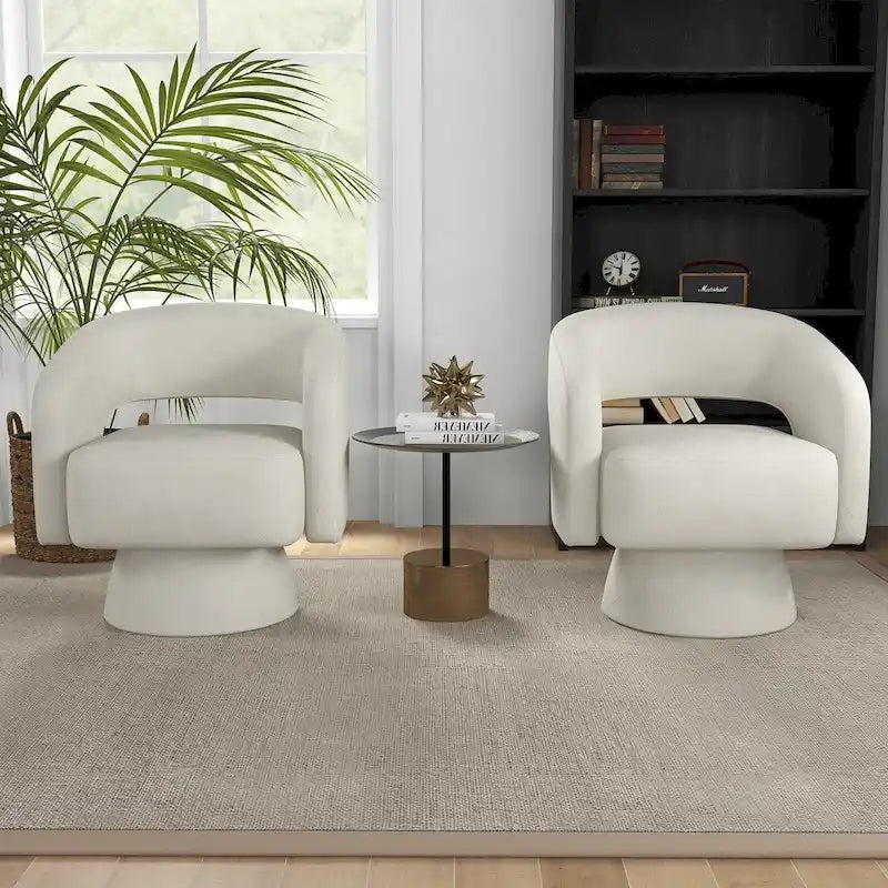 Modern Upholstered Armchair with 360-Degree Swivel Design - image 4