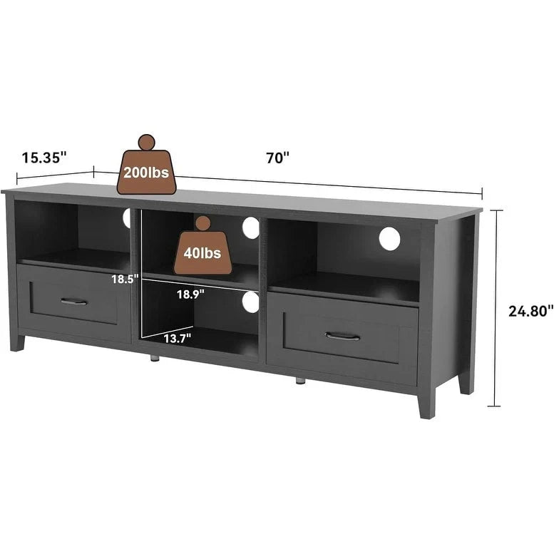 Rustic Farmhouse TV Stand Entertainment Center with Storage Cabinets - Easy Assembly for Living Room - Medium Size - image 3
