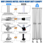 HOTEEL 10x15 Heavy Duty Canopy Tent ,Pop up Canopy for Parties Wedding,Commercial Easy up Gazebo with Roller Bag,UV 50+ &,White - image 30