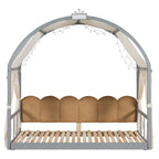 Gray Twin Bed with Arched Canopy and Trundle - image 7