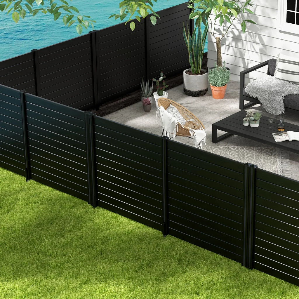 Gymax Outdoor PVC Privacy Panels 2 - Pack Picket Fence W/ 3 Cuspidal Foot Stakes Black - image 13