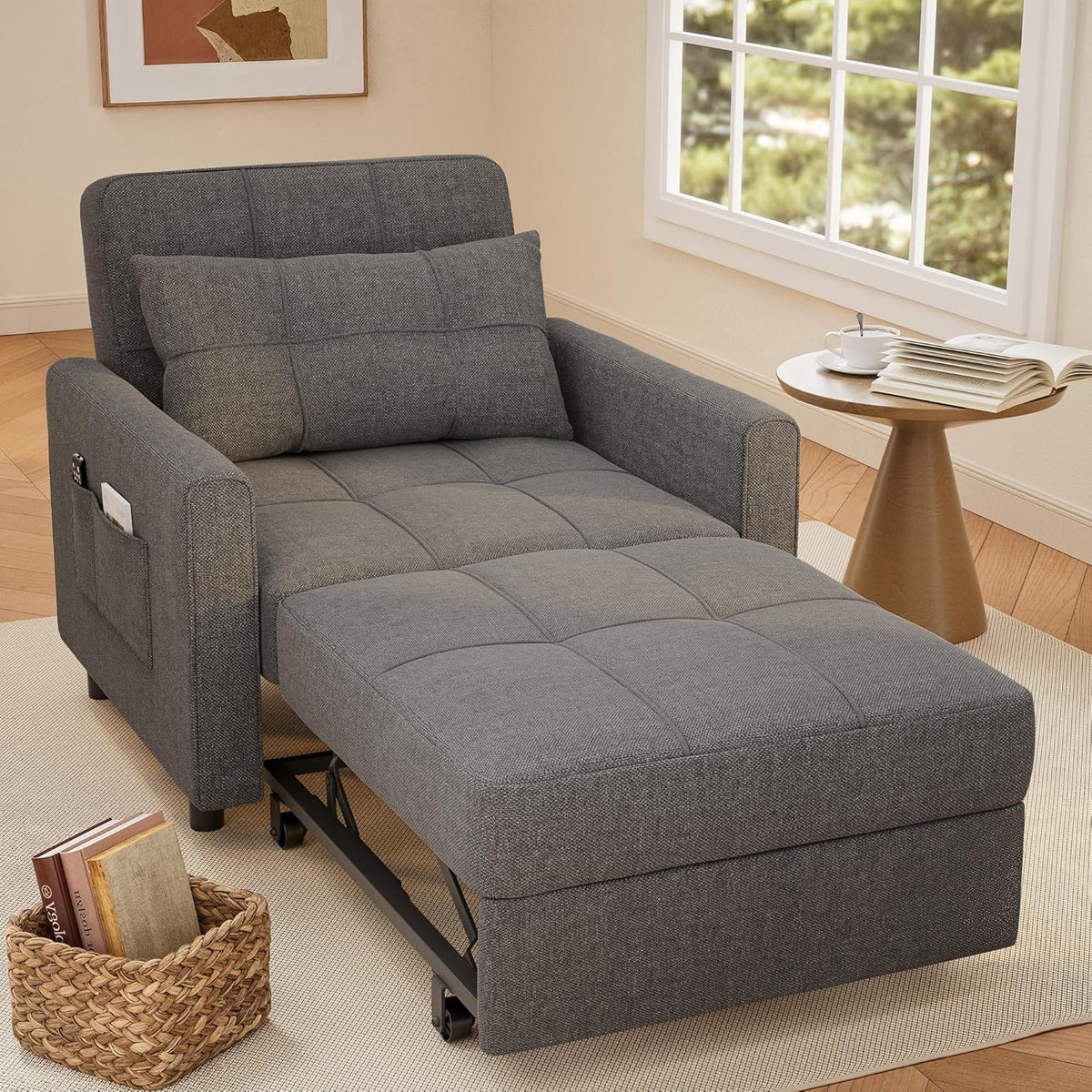 Sofa Bed Chair 3 in 1 Convertible Pullout Single Sleeper Chair Bed Spacious Multifunctional Sofa - image 5