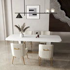 SEYNAR Set of 4 Modern Glam Boucle Velvet Dining or Vanity Chairs with Rear Handle - image 1