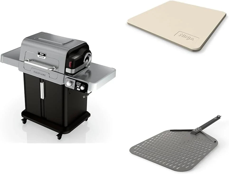 Ninja FlexFlame, Grill and Smoker, Electric and Propane Grill, Roaster, BBQ Grill, 5-in-1 Cooking System, 3 Burner, Digital Control, Outdoor Cooking, Griddle, Pizza Maker, Stainless Steel, PG301 - image 1