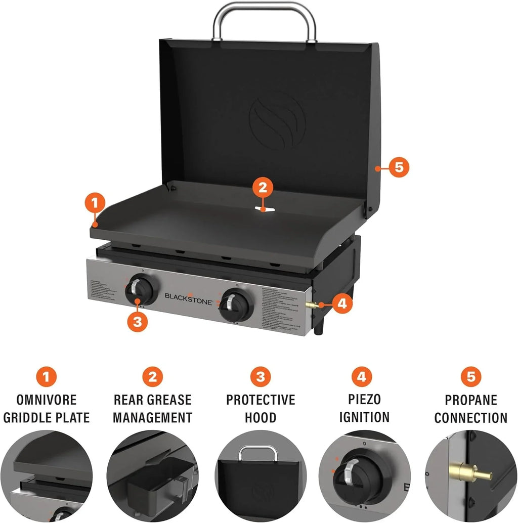 Blackstone 1666 22” Tabletop Griddle with Stainless Steel Faceplate, Powder Coated Steel, Black - image 16