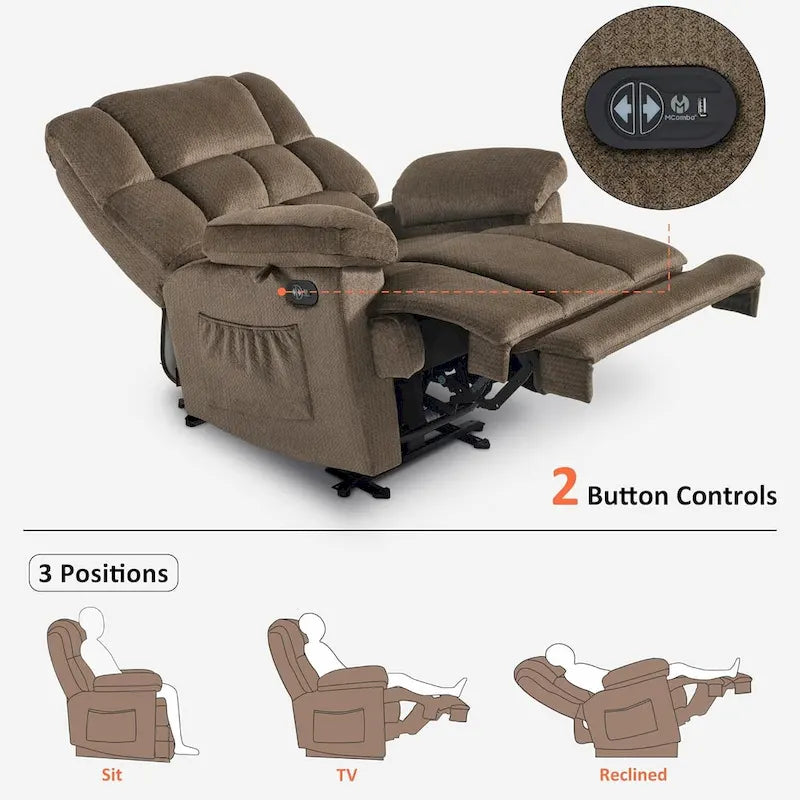 MCombo Heated Massage Electric Recliner Chair for Living Room - Fabric R6233 - image 22