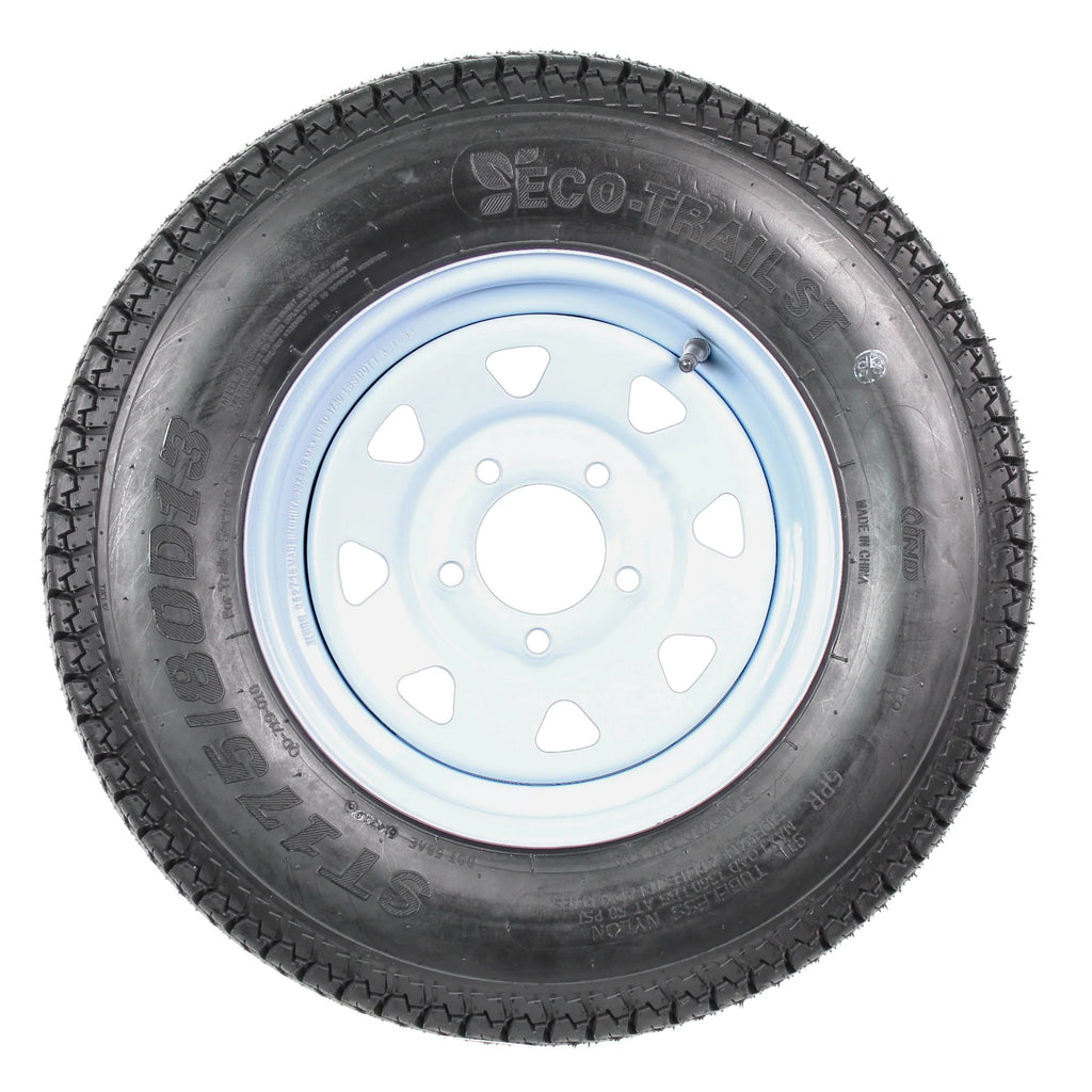 2-Pk Trailer Tires Rims ST175/80D13 175/80 13 B78-13 LRC 5 Lug White Spoke Wheel - image 2