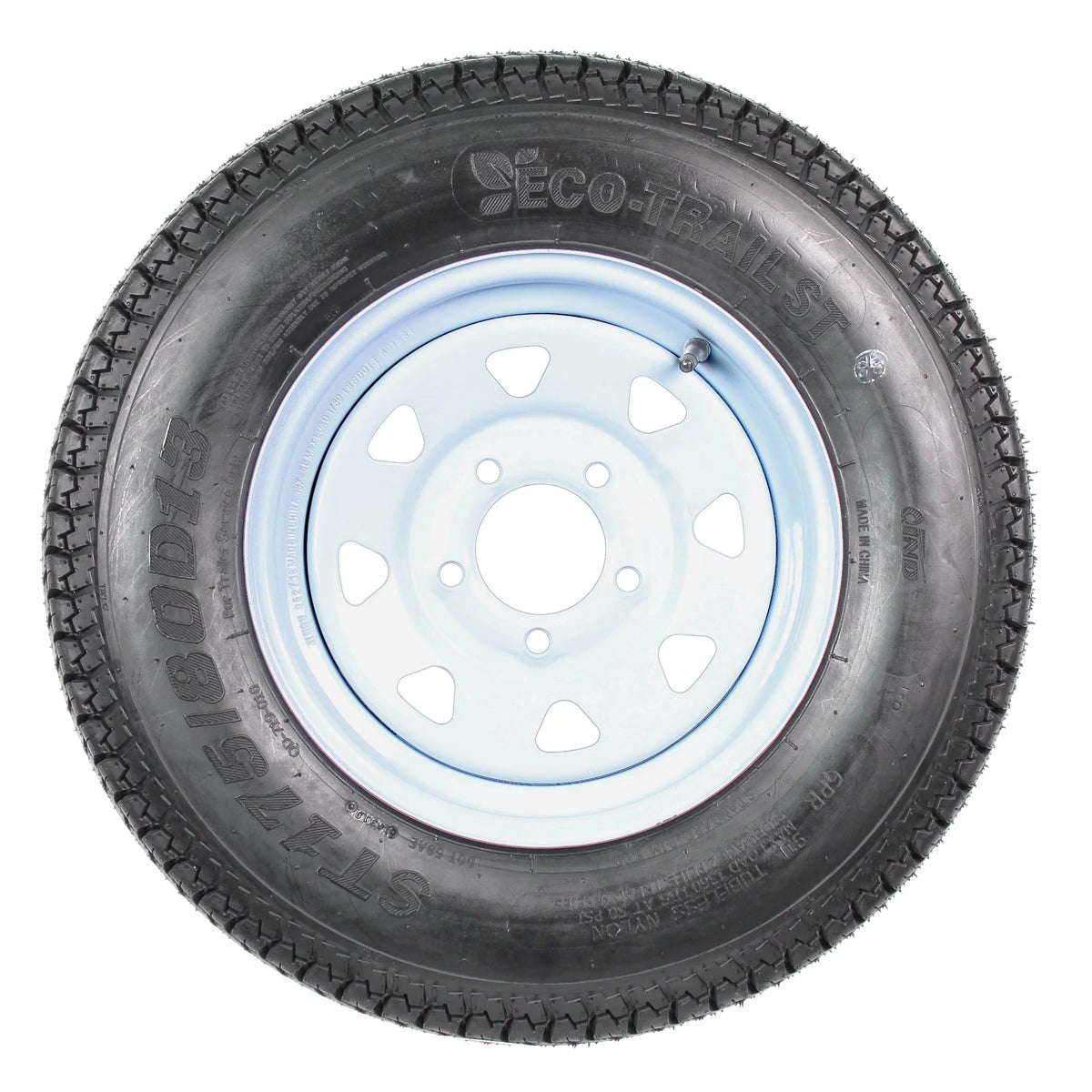 2-Pk Trailer Tires Rims ST175/80D13 175/80 13 B78-13 LRC 5 Lug White Spoke Wheel - image 2
