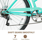 WEIZE Beach Cruiser Bike, 26 inch Commuter Bicycle for Adult Men and Women, 7-Speed/High-Carbon Steel/Front & Rear Fenders, Comfortable City Bikes with Rear Rack or Basket, Ergonomic Upright Design - image 17