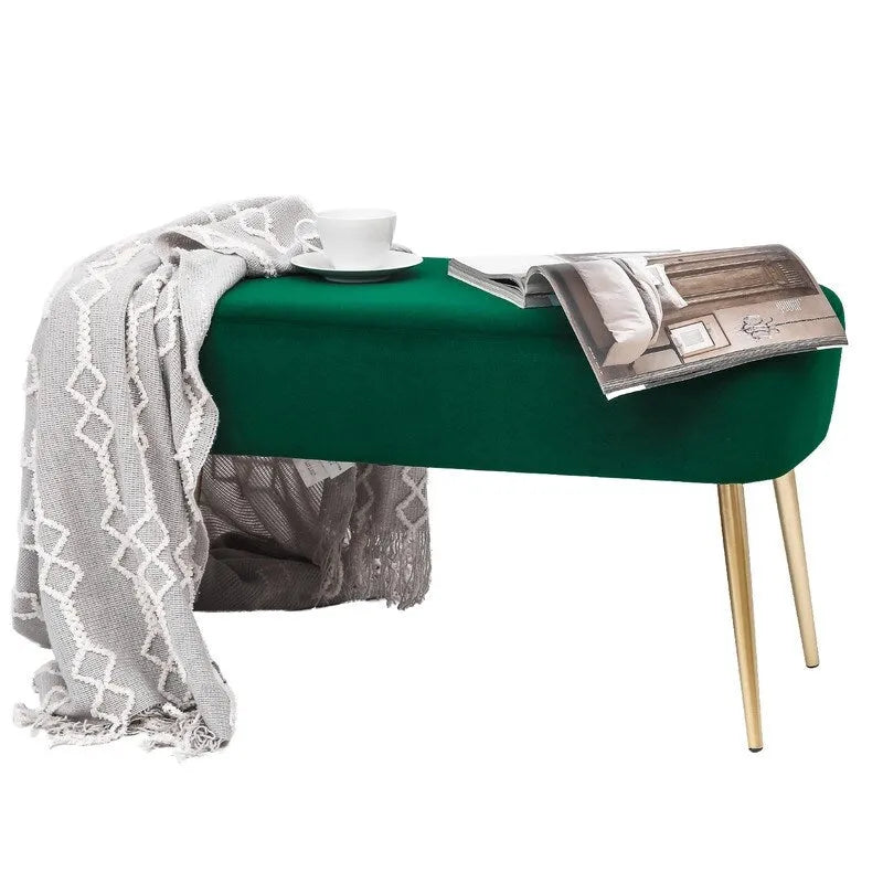 Adeco Velvet Footrest Bench with Metal Legs - Stylish Bed End Stool and Dressing Chair - image 14