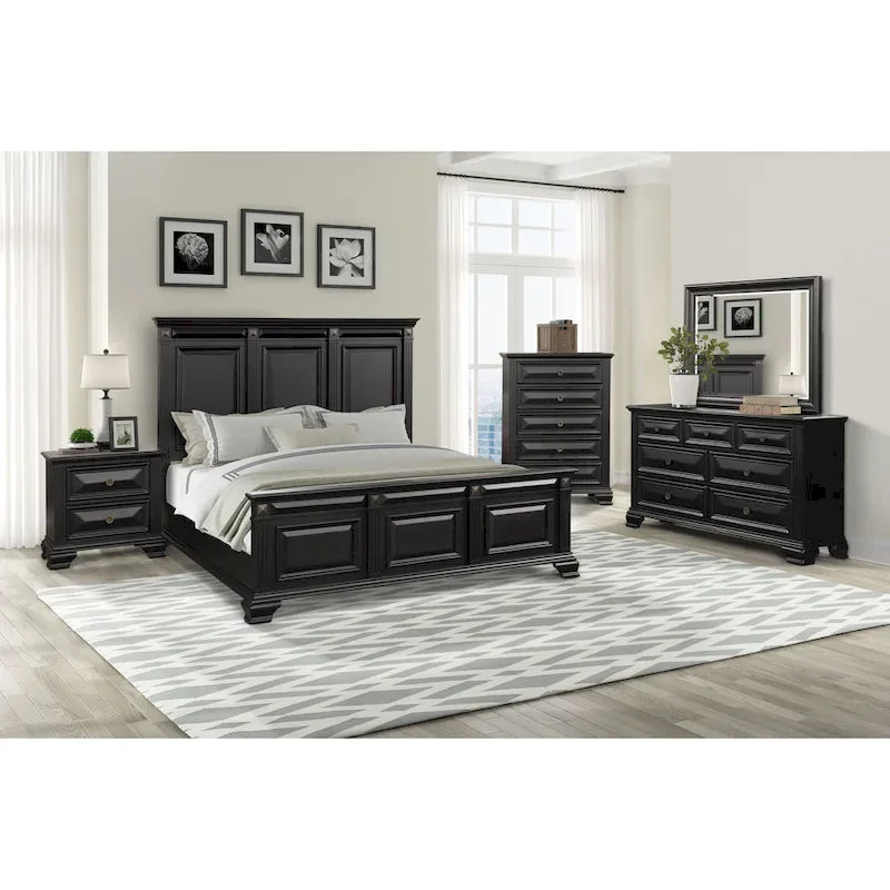 Roundhill Furniture Renova Vintage Black Wooden Bedroom Collection - image 1