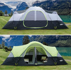 UNP Camping Tent 10-Person-Family Tents, Parties, Music Festival Tent, Big, Easy Up, 5 Large Mesh Windows, Double Layer, 2 Room, Waterproof, Weather Resistant, 18ft x 9ft x78in - image 25