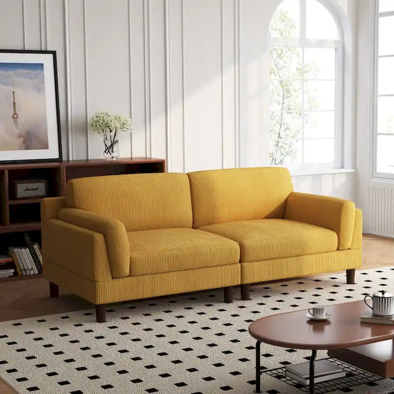 90-Inch Oversized Corduroy Sofa for Living Room with Reversible Cushions - image 1