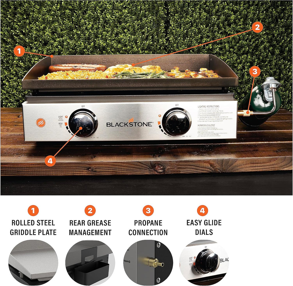 Blackstone 1666 22” Tabletop Griddle with Stainless Steel Faceplate, Powder Coated Steel, Black - image 13