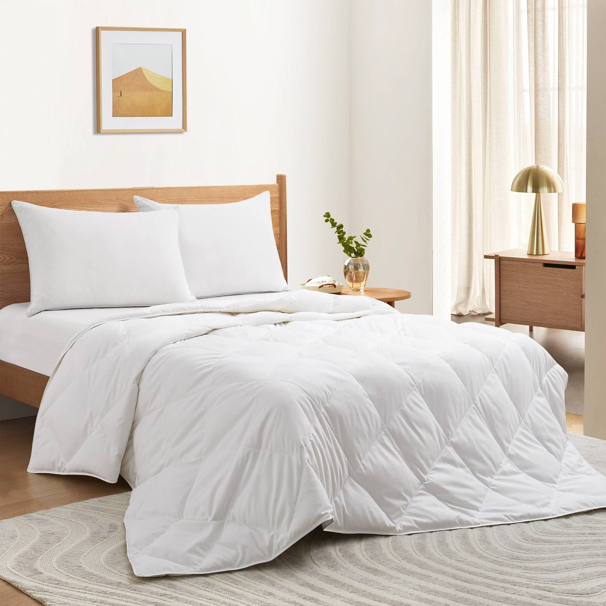 Puredown Premium White Goose Down Winter Comforter, Heavy Weight, 700 TC, 600 Fill Power, White - Full/Queen, White - image 1