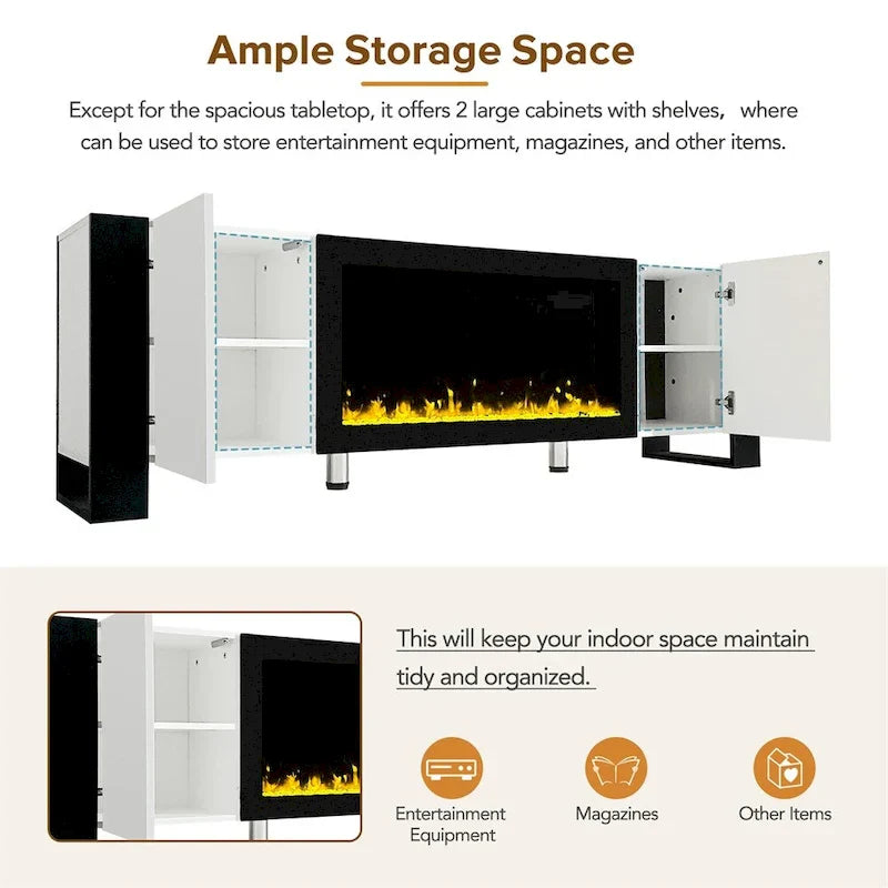 Contemporary TV Stand with Electric Fireplace - Fits TVs Up to 78 Inches - image 9