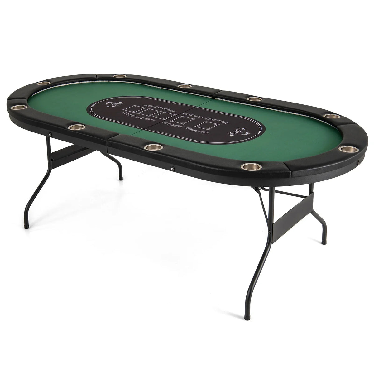 Costway Foldable, USB Ports, LED Lights 10 Player Poker Table, Blue/Black - image 20