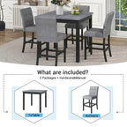 5 Piece Counter Height Dining Set, Wood Dining Table Set with Rectangle Table and 4 Upholstered High Back Chairs - image 6