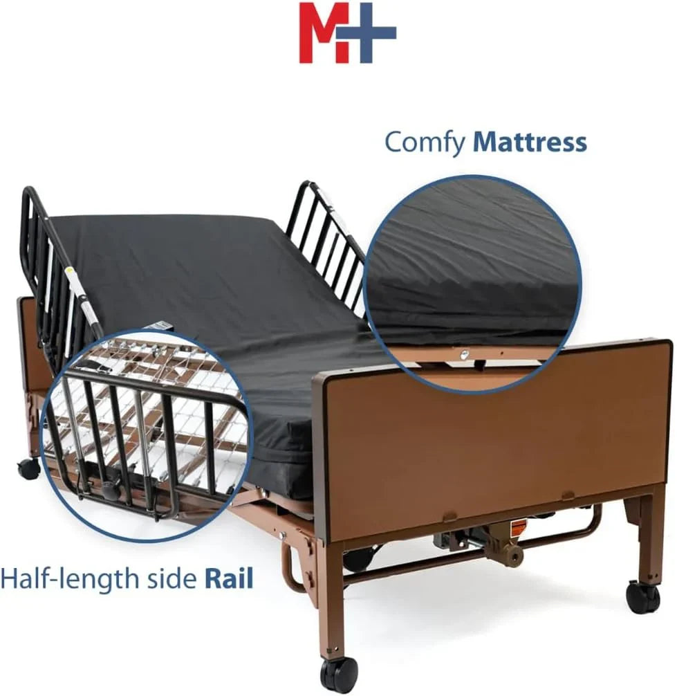 Fully electric hospital bed set, foam mattress, half side rails - image 6