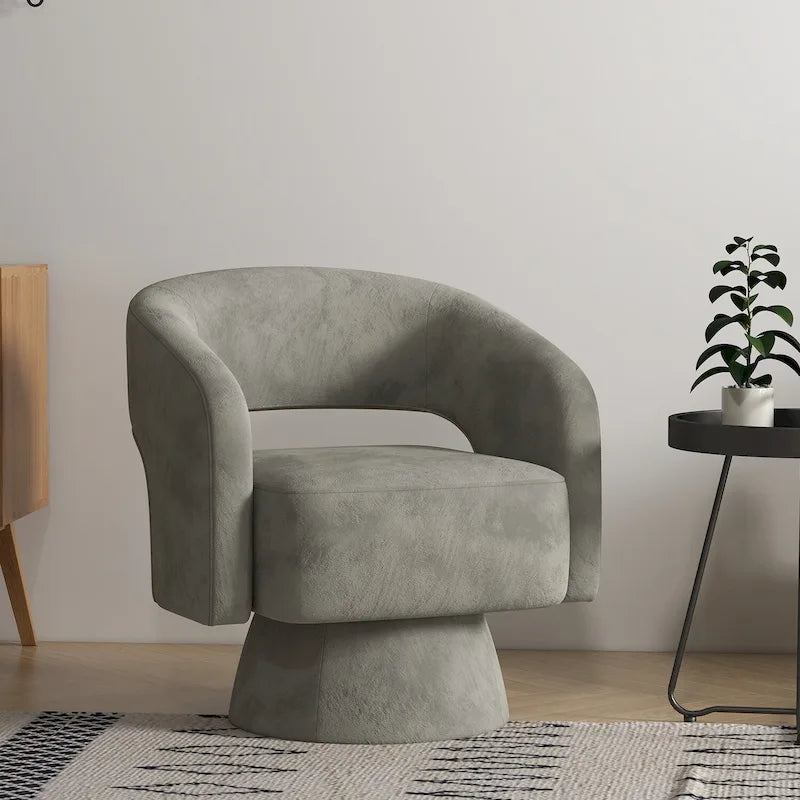 Modern Upholstered Armchair with 360-Degree Swivel Design - image 6