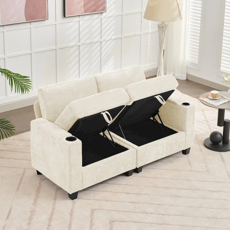 Versatile Chenille Storage Loveseat Sofa - image 5