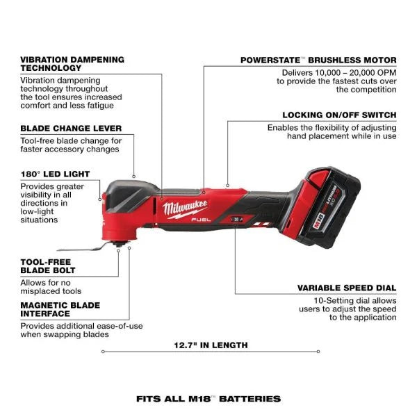 2836-21 Cordless Brushless Oscillating Multi-Tool Kit with Battery and Charger - image 3