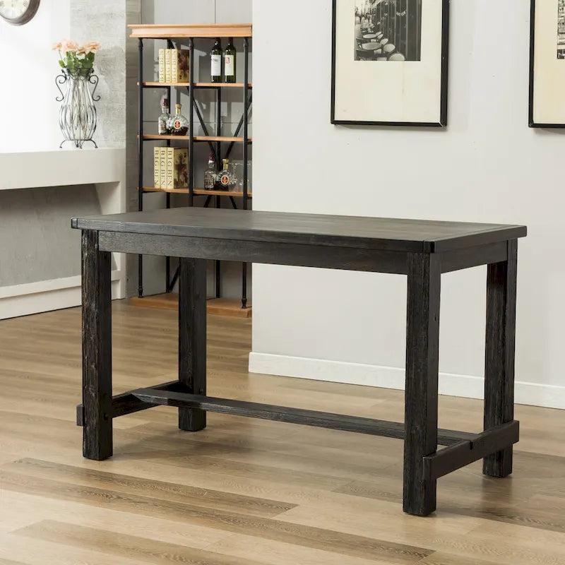Roundhill Furniture Leviton 5-Piece Counter Height Dining Set in Antique Black Wood Finish - image 3