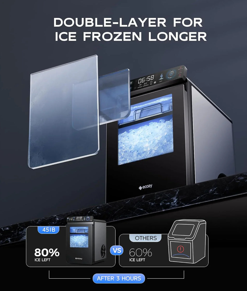 Nugget Ice Maker Countertop, Smart Pebble Ice Machine with APP Control, 44 lbs/24H Soft Pellet Chewable Ice with Self-Cleaning, Stainless Steel. - image 4