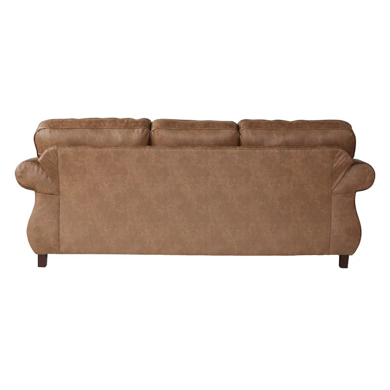 Roundhill Furniture Leinster Brown Fabric Sofa and Loveseat with Nailhead Trim - image 4