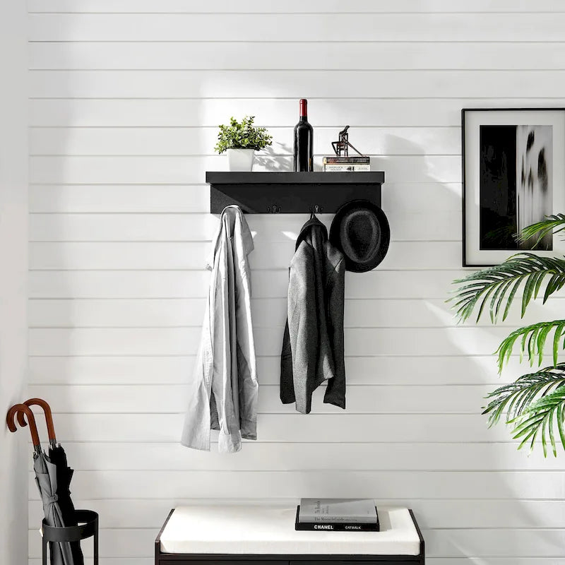 Danya B. Wall-Mounted Coat Rack with Decorative Ledge Shelf and Hooks for Entryway - image 3