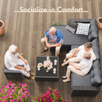 JOIVI 3 Pieces Patio Conversation Set, PE Wicker Rattan Outdoor Furniture Set, 2 Ways Small Sectional Sofa, Tempered Glass Coffee Table, Silver-Gray - image 16