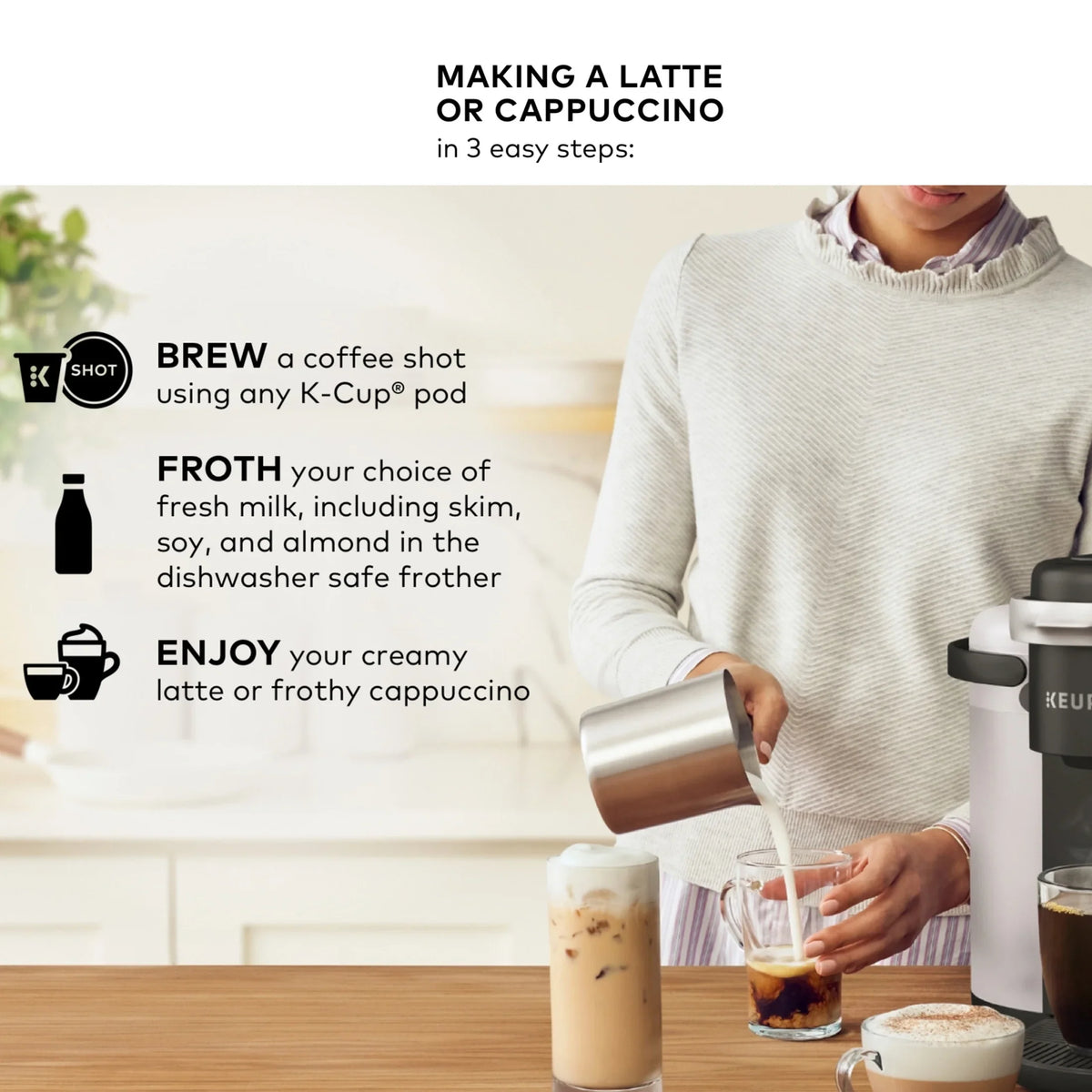 Keurig K-Cafe Single Serve K-Cup Coffee Maker, Latte Maker and Cappuccino Maker, Dark Charcoal - image 6
