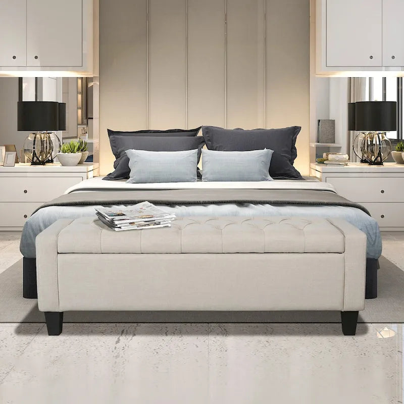 Porthos Home Wren Upholstered Button-Tufted Storage Bench - image 1